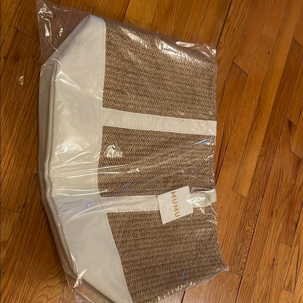 Mumu Beige and White Tote Bag